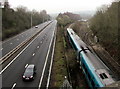 Train approaches Pontypool & New Inn railway station