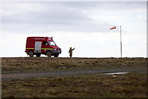 HT9737 : Fire tender at Foula airstrip by Mike Pennington