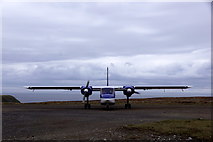 HT9737 : Britten Norman Islander, Foula airstrip by Mike Pennington