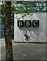 Outside the BBC building in Leeds