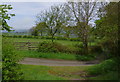 Corner of Pantypyllau farm track where Wye Valley Walk joins