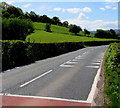 Crocodile teeth markings on the A479 on the southern approach to Cwmdu, Powys