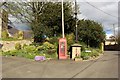 NZ0863 : Phone box and planting, Ovingham by Graham Robson