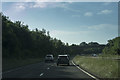 A footbridge over the A617 ahead