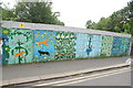 View of street art by pupils at Stoneydown Park Primary School on the railway bridge on Pretoria Avenue