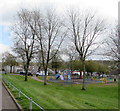 Tree-lined playground in Tir-y-berth