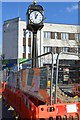 Clock tower and roadworks