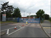 TL7304 : Industrial estate gates at Great Baddow, Essex by Jeremy Bolwell