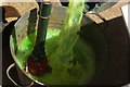 View of fluorescein being pumped around by a small steam engine in the Walthamstow Pumphouse Museum #3