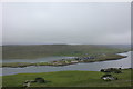 Kalliness and Hellister from A971 over Weisdale Voe, Shetland