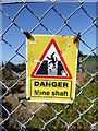 SW5532 : Danger sign at Penberthy Croft copper mine by Rod Allday