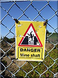 SW5532 : Danger sign at Penberthy Croft copper mine by Rod Allday
