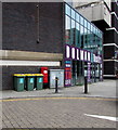 Queen Elizabeth II pillarbox at the edge of the Dolman Theatre, Newport