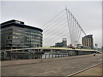 SJ8097 : BBC and Footbridge over the Manchester Ship Canal, Media City, Salford by G Laird