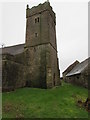 Church tower and farm buildings, Llanfihangel Rogiet