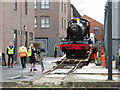 Steam locomotive moves in Swindon