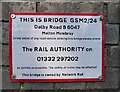 Sign for Bridge GSM2/24 Dalby Road B6047