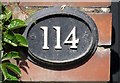 Number on gatepost at 114 Dalby Road