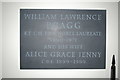 Waldringfield, All Saints church: memorial plaque to William Lawrence Bragg, physicist