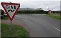 SO4609 : Large Give Way sign at a road junction in rural Monmouthshire near Dingestow by Jaggery