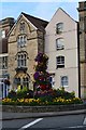 Traffic island and houses on the corner of Hill Street and Fore Street, Trowbridge