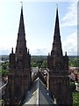 SK1109 : The western spires of Lichfield Cathedral by Philip Halling