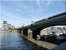 TQ2676 : Battersea Railway Bridge from the Thames Path National Trail by Dave Kelly