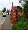 Red phonebox, Dorchester Road, Maiden Newton