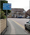 ST5384 : Blue directions sign, Beach Road, Severn Beach by Jaggery