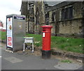 Edward VII postbox and telephone box on Parkhills Road, Bury