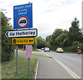 Up Hatherley direction sign on the approach to Leckhampton, Cheltenham