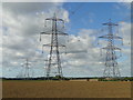 Pylons in pairs from Sizewell towards Ipswich