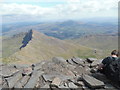 SH6054 : View looking south east from the summit of Snowdon by David Hillas