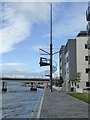 NO4030 : Mast and viewing platform on the Dundee waterfront by Oliver Dixon