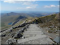 SH6054 : View looking north from the summit of Snowdon by David Hillas