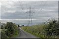 Track to Bensons Farm and electricity pylon