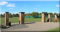 TQ3092 : Brick Pillars in Broomfield Park by Des Blenkinsopp