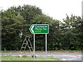 TL8523 : Roadsign on the A120 Coggeshall Road by Geographer
