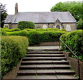 ST1597 : Steps up to St David's Church, Fleur-de-lis by Jaggery