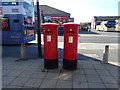 Pair of Elizabeth II postboxes outside Post Office on Middleton Road, Chadderton