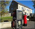 George VI postbox and telephone box on Featherstall Road, Littleborough