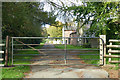 Gate on public road, Steane Grounds Farm