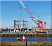 TG5206 : Crane next to the River Yare by Mat Fascione