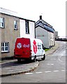 DPD van on the corner of King Street and Queen Street, Blaenavon