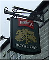 Sign for the Royal Oak public house, Riley Green