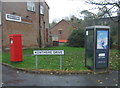 Elizabeth II postbox and telephone box on Kentmere Drive, Cherry Tree