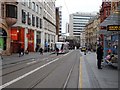 A tram on Corporation Street