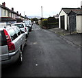 Houses, cars and lockup garages, Maendu Terrace, Brecon