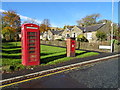 George VI postbox and telephone box on Friarmere Road, Delph