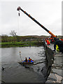 Clearing tree debris from Pont ar Ddyfi